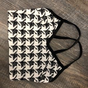 Houndstooth Print Velvet Cropped Tank